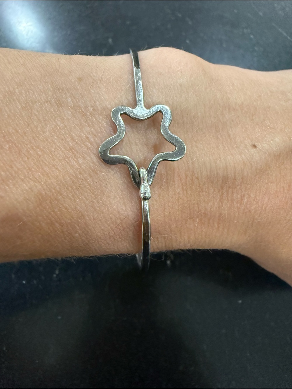 Sterling Silver Starflower Open-Shape Bangle Bracelet - Women's Jewelry